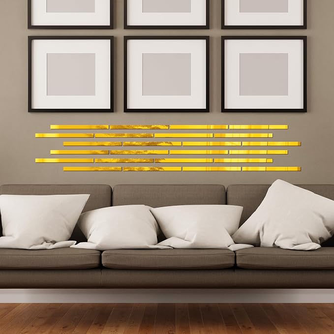 20-Piece Peel-and-Stick Acrylic Mirror Wall Trim (Gold) - Image 8