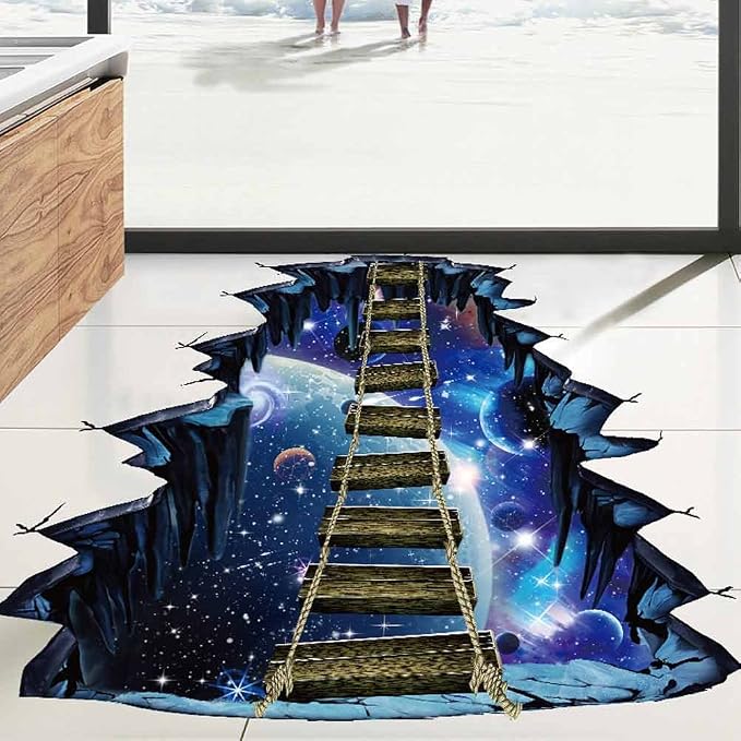 Quanhaigou Blue Galaxy Bridge Wall Sticker,3D Outer Space Decorations Decal for Home Decor Kids Bedroom Large - Image 3