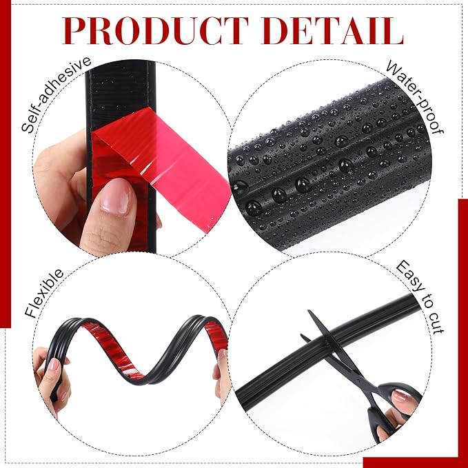 32.8ft x 0.9 Inch Flexible Peel and Stick Molding Trim for Wall, Baseboard, Backsplash, Tile Edge, Chair Rail, Mirror-self Adhesive Moulding Trim for Bathroom Wall Door Floor Window, Black - Image 3