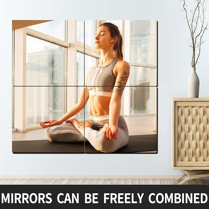 Unbreakable Full Length Wall Mirror, 4Pcs 10"x10", Over The Door, Made of Shatterproof Plexiglass Acrylic, Long Mirrors for Bedroom Closet, Workout for Home Gym, Full Body Mirror for Kids - Image 5