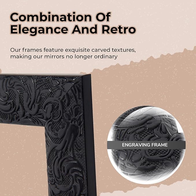 LFT HUIMEI2Y Door Mirror Full Length, Wall-Mounted Mirror Black 50" x14" - Image 2