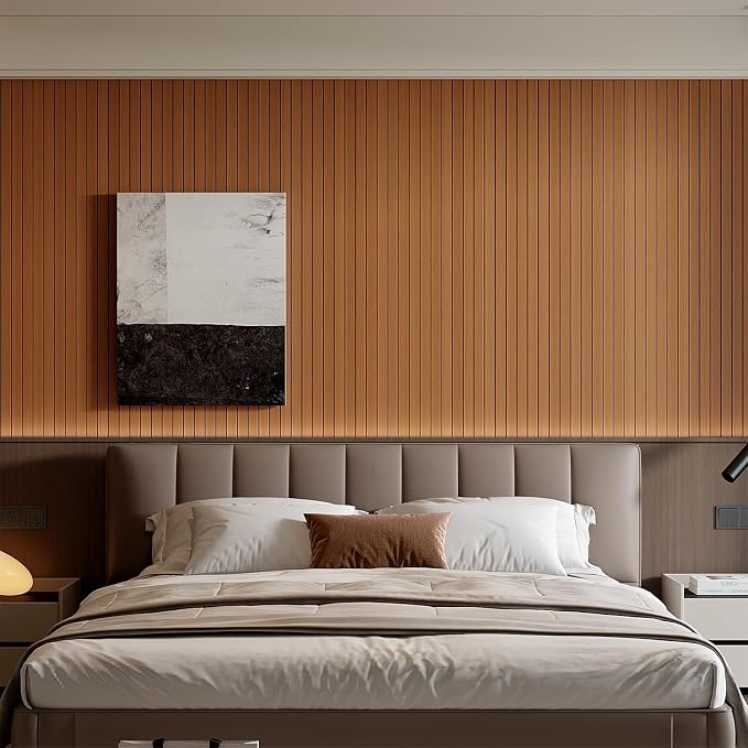 YU LI 3DH Peel and Stick PVC Slat Wall Panel 236"x15.75" Self-Adhesive Thick Faux Walnut Wood Grain Wallpaper Panel 3D Soundproof Wall Panels for Walls & Ceilings - Image 4