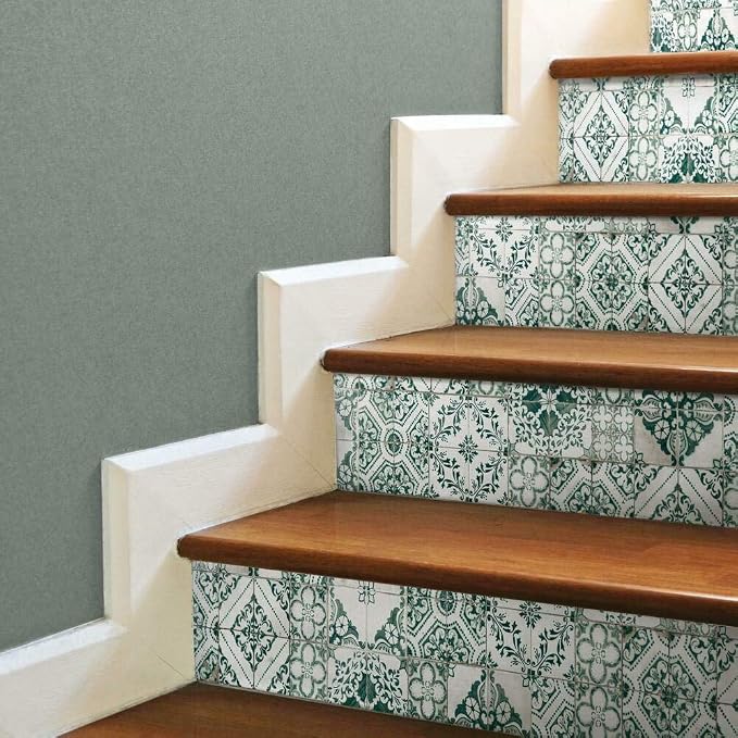 RoomMates RMK11281WP Forest Green Mediterranean Tile Peel and Stick Wallpaper - Image 4