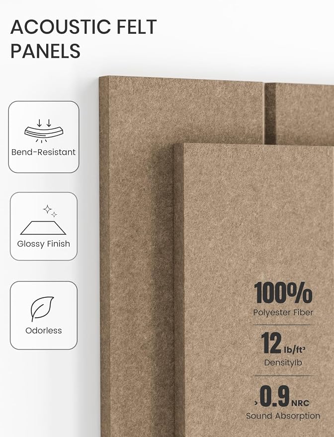 Fluxynara 48" x 36" Large Felt Bulletin Board, Taupe | 12 Pack Cork Board Alternative with 60 Safe Adhesive Tabs, Pin Boards for Wall Decor, Home, Office, Classroom,Dorm - Image 5