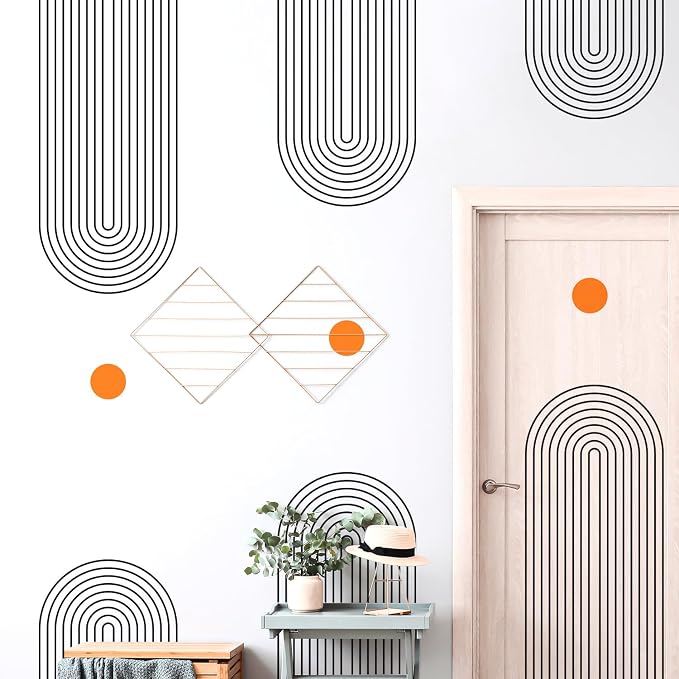Boho Mid-Centur Arch Wall Decals Peel and Stick, Large Sun Removable Wall Stickers & Murals, Removable Leaves Home Decor Art for Bedroom Living Room Classroom Office - Image 8