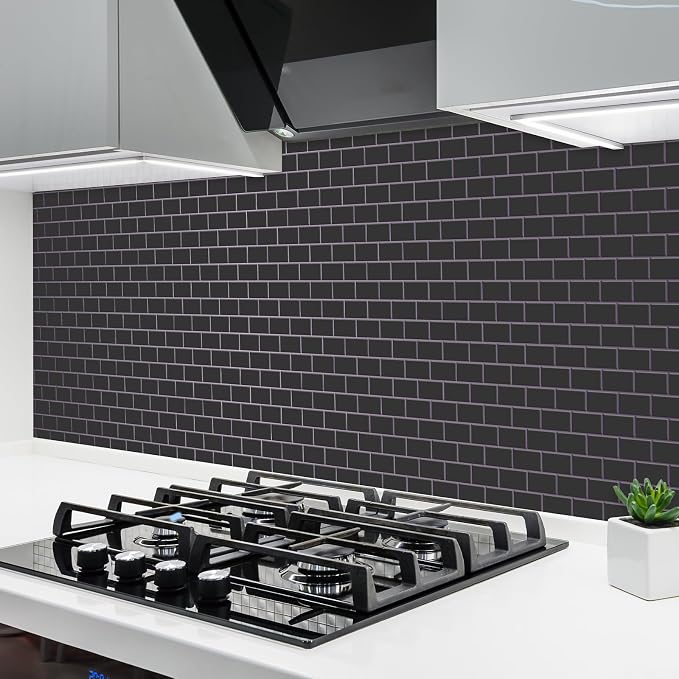 Joysticky 10-Sheet Peel and Stick Backsplash, 12" * 12" Laser Crystal Texture Stick on Tiles Backsplash for Kitchen & Bathroom，Thicker Design Peel and Stick Wall Tiles (Dark Purple) - Image 6