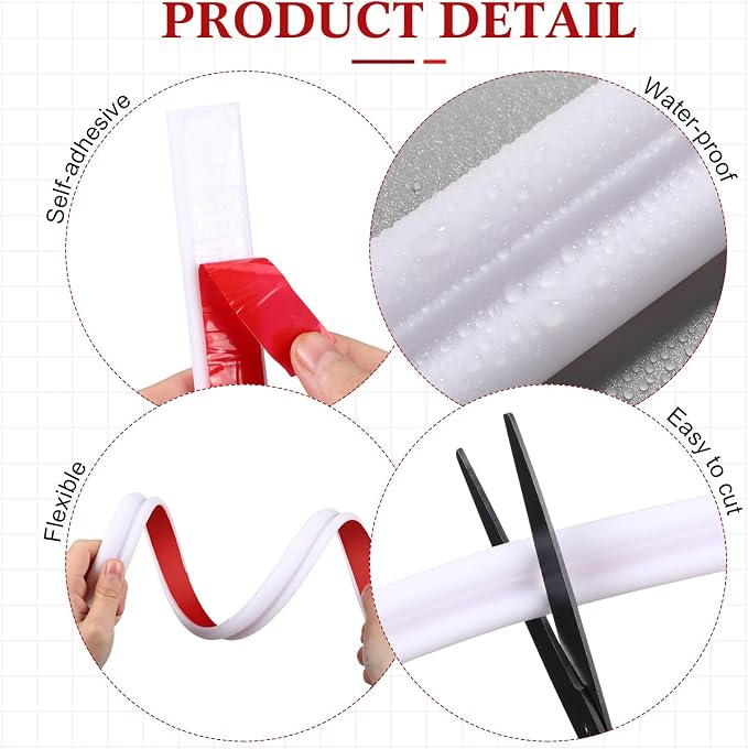 32.8ft x 0.9 Inch Flexible Peel and Stick Molding Trim for Wall, Baseboard, Backsplash, Tile Edge, Chair Rail, Mirror-self Adhesive Moulding Trim for Bathroom Wall Door Floor Window, White - Image 3