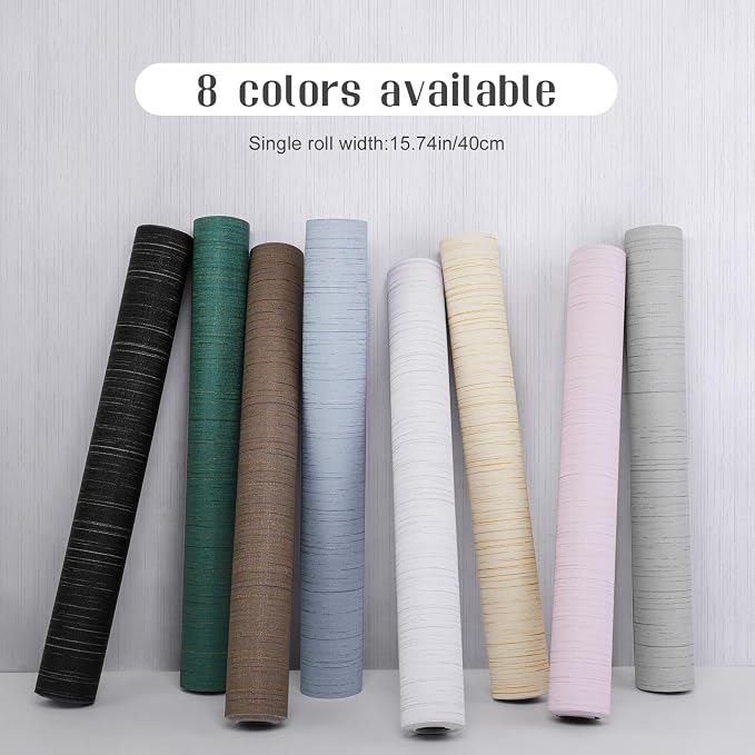 White Grasscloth Peel and Stick Wallpaper Vintage Texture Removable Waterproof Wallpaper for Room Walls, Cabinets, Furniture, Drawers, Desk A Set of 15.7"x480" - Image 2