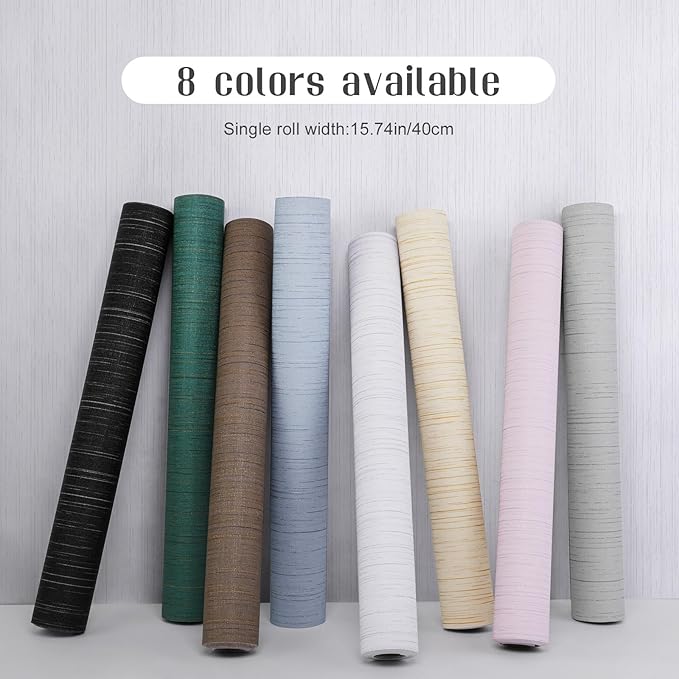 White Grasscloth Wallpaper Peel and Stick Texture Contact Paper 15.7"x120" - Vintage Removable Waterproof Wall Paper for Room Walls, Cabinets, Furniture, Drawers, Desk - Image 2