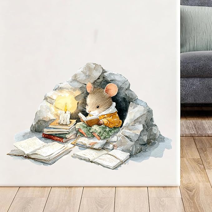 Mouse Wall Decals Stickers, Cute Animal Illustration Wall Art Peel and Stick, Removable Vinyl Wall Decor for Bedroom, Living Room, Office, Home Decoration - Image 5