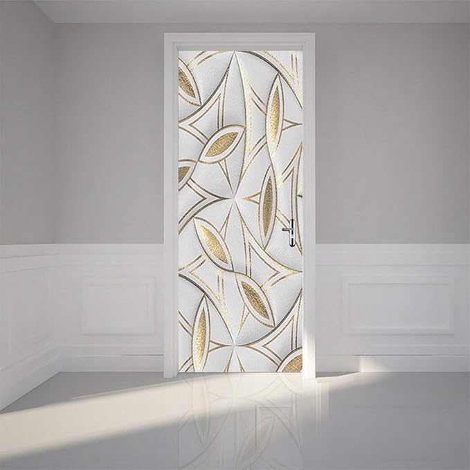 Door Stickers Peel Stick Murals -Wall Covers Decorative Decal Geometric | 30.3"W x 78.7"H, 3D Geometric Wallpaper，Waterproof Removable Opaque Vinyl Self Adhesive Fake Door Decor for Home Office - Image 7