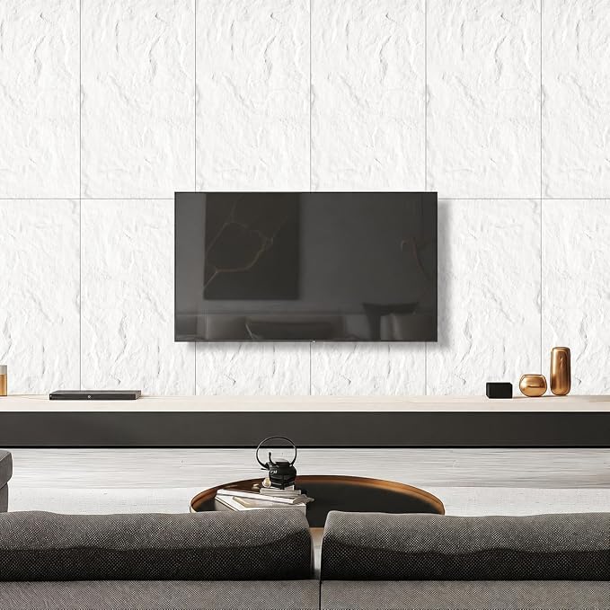 4Pcs Faux Stone Wall Panel 43.3''x23.6'',Lava Stone Design, White | PU Stone Wall Panel for Interior Wall Decor, Bedroom, Living Room, Office - Image 6