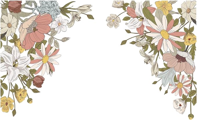 Large Pink Flowers Wall Decals, Colorful Floral Botanic Wall Stickers, Spring Peel and Stick Wallpaper for Girls Bedroom Nursery Classroom Living Room Wall Decor - Image 3