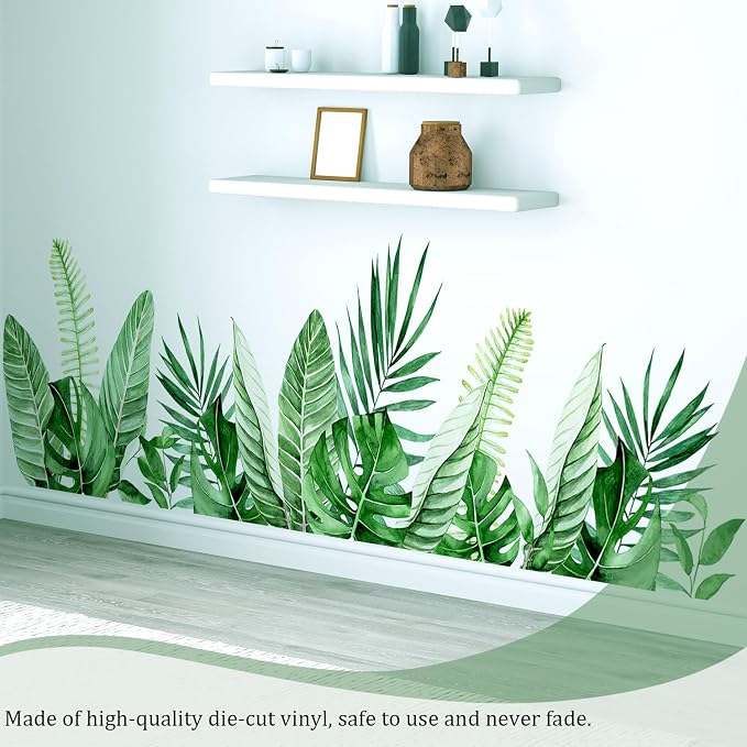 Hanging Plants Leaves Wall Decals Peel and Stick, Large Floral Flowers Wall Stickers, Removable Vine Home Decor Art for Bedroom Living Room Classroom Office - Image 6