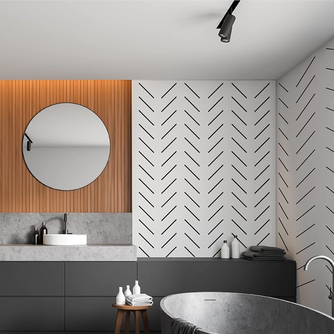A Room with Black Line Vinyl Wall Decals, Peel and Stick Modern Boho Stickers, 300 Stripes with a Reference Template for Sticking - Image 5