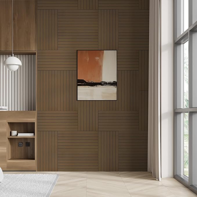 WADILE Peel and Stick Wood Slat Wall Panels 12x24in PVC 10 Pack | Decorative wall panels, self adhesive, living room, bedroom, accent wall, not real wood - Image 6