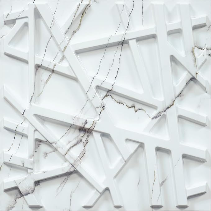 LEVOWAY 33 Pack 3D Wall Panels for Interior Wall Decor, 12''x12'' White Marble Accent Textured Wall Panels for Living Room, Gaming Room, TV Background, Cover 32 Sq.Ft by LEVOWAY