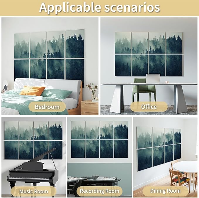 Art3d Acoustic Wall Panels, 48 x 32 in Set, 8-Pack Decorative Wall Art | UV-printed polyester, helps reduce echo, sound absorbing decor for living room, bedroom, office, studio and gaming room - Image 2