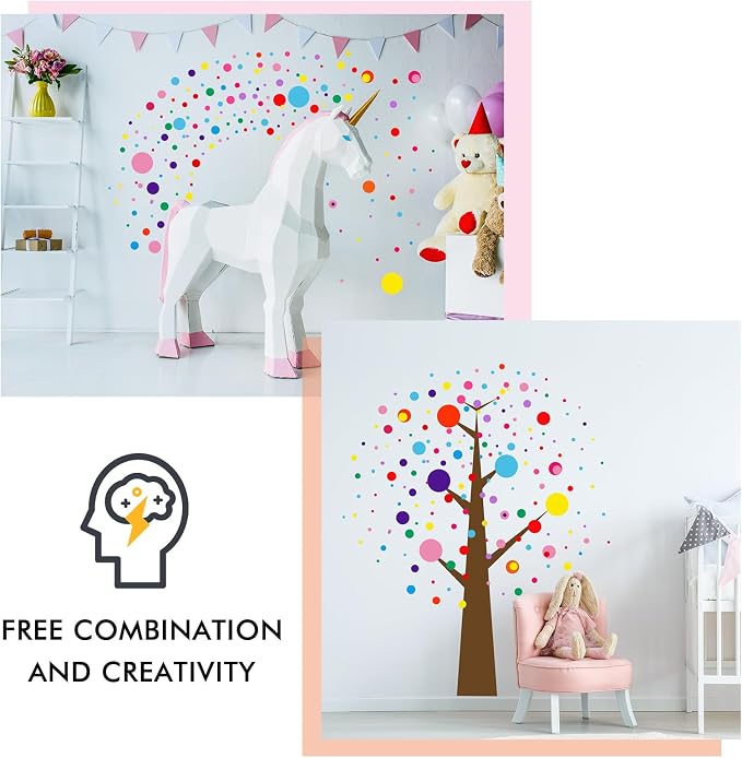 Zonon 264 Pcs Polka Dot Wall Decals Peel and Stick, 12 Colors Vinyl | Colorful Circle Stickers for Kids Room, Classroom Nursery Bedroom Playroom Decor, Removable Vinyl Wall Decorations - Image 4