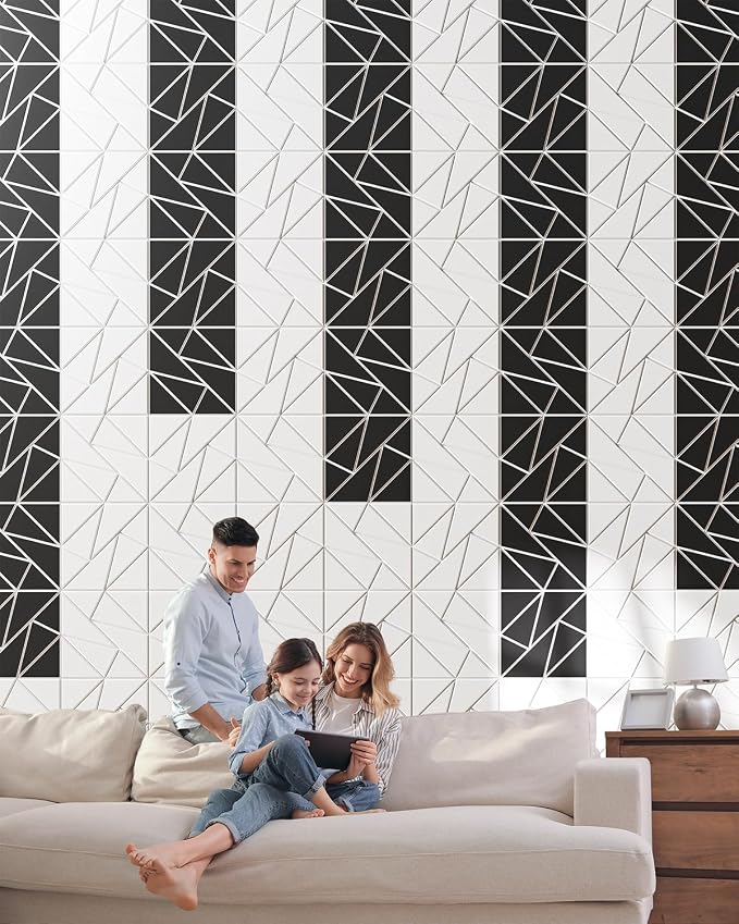 18-Pack Felt Acoustic Panels,12"x12"x0.4" Soundproof Wall Panels, Peel & Stick Sound Proof Foam Panels for Walls, Geometric Noise Reduction Panels for Home Office,Studio (Black on White) - Image 7