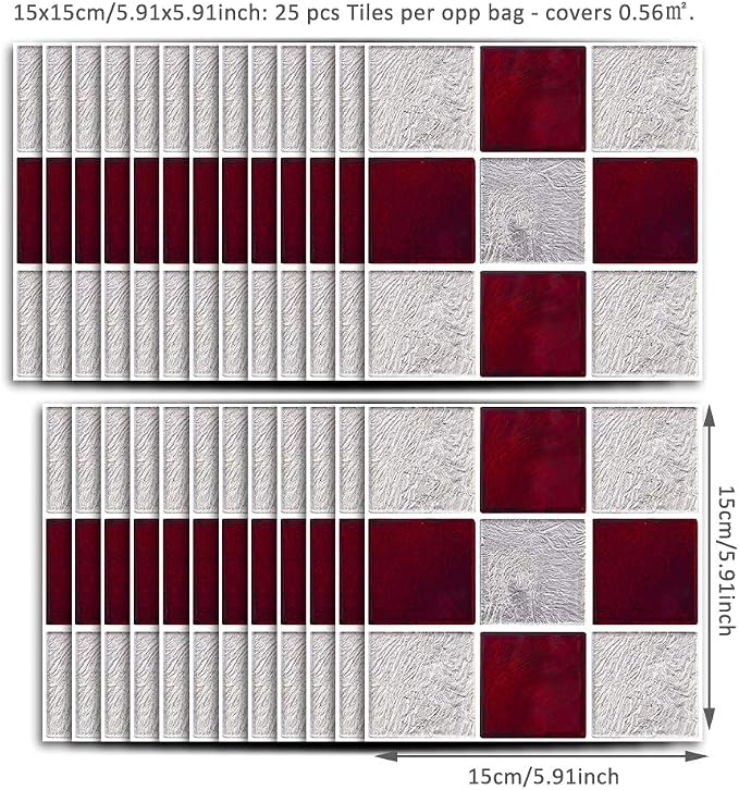 Alwayspon 25 Pcs Self-Adhesive Tile Transfer for Home Decor, Peel and Stick Tile Decal, Water-Proof Backsplash Wall Tile Sticker for Kitchen Bathroom, 6x6inch - Image 6