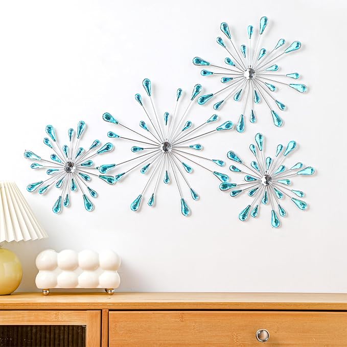 Hicarer 4 Pcs Starburst Wall Decor, Metal Wall Art, Blue - Image 7