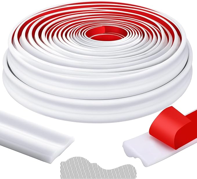 32.8ft x 1.25 Inch Flexible Peel and Stick Molding Trim for Wall, Baseboard, Backsplash, Tile Edge, Chair Rail, Mirror-self Adhesive Moulding Trim for Bathroom Wall Door Floor Window, White by Innconee