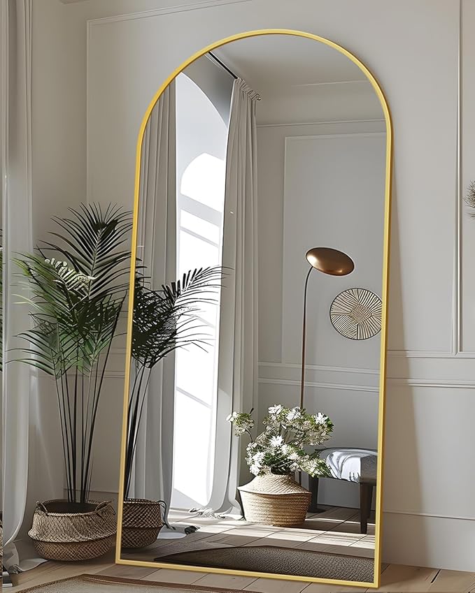 Antok Full Length Mirror, 76"x34" Floor Mirror with Stand, Gold, Arched by AntokMirror