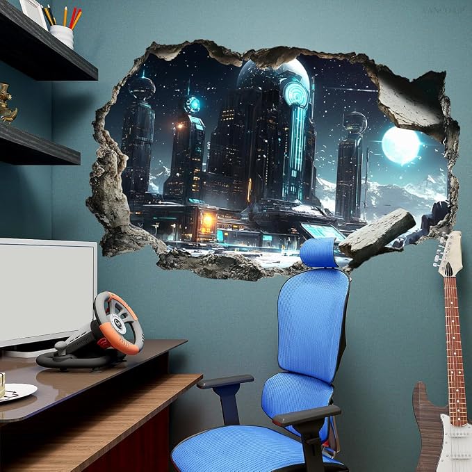 Quanhaigou 3D Wall Decals Stickers Wall Murals Wallpaper Decor for Home Floor Living Room (Tech Universe) by Quanhaigou