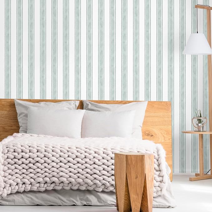 Affrolling Striped Peel and Stick Wallpaper 15.75"x118.11",Green | Watercolor Self Adhesive Contact Paper, Removable for Bedroom Cabinet Furniture, Cute Decor for Nursery Craft Room DIY - Image 7