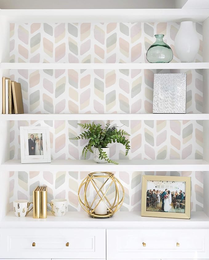 17.3in X32.8ft Boho Peel and Stick Wallpaper Pink Checkered Contact Paper Neutral Geometric Wall Paper Modern Self Adhesive Removable Wallpaper for Bathroom Kitchen Cabinet Waterproof Vinyl Roll - Image 9