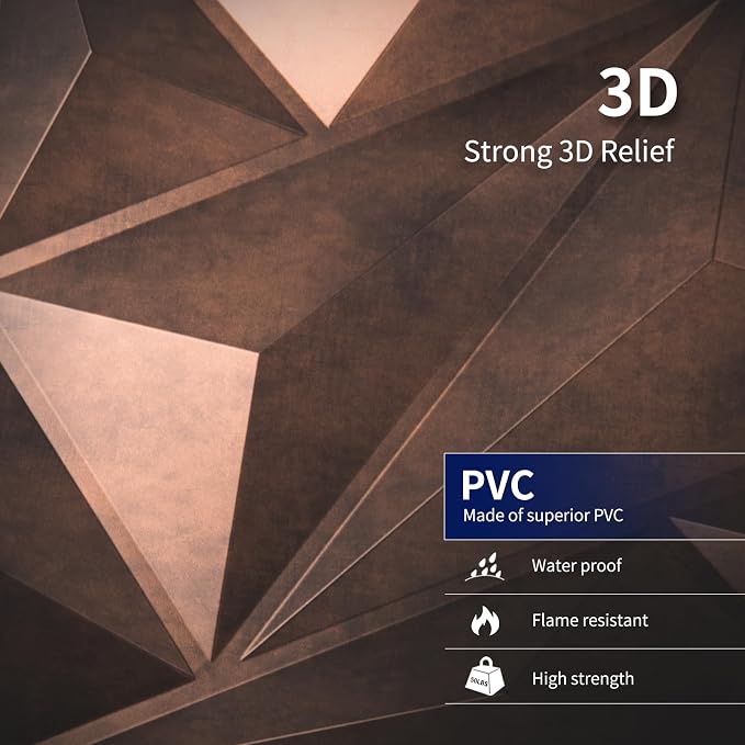Art3dwallpanels 3D Wall Panels Diamond, PVC Antique Copper | 3D Raised Diamond Wall Tiles, Waterproof Fireproof, 12 Sheets Large Size Pack, Easy DIY Install for Bedroom Living Room Wall - Image 3
