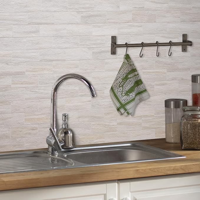 AULIGET 4-Piece Beige Slate Peel and Stick Backsplash Wall Tiles, 3" x 6" PVC Faux Stone Stick on Tile for Backsplash Kitchen, Bathroom, Laundry Room, Camper, Fireplace - Image 4
