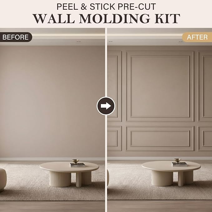 Pangda 3 Set Peel and Stick Wall Molding Kit Panel, 23x79.3in+48x79.3in | Premade, Wainscoting Accent Panel, Wall Moulding Kit, 3D, for Interior and Outer Layer, Ready to Assemble, Accent Molding - Image 4