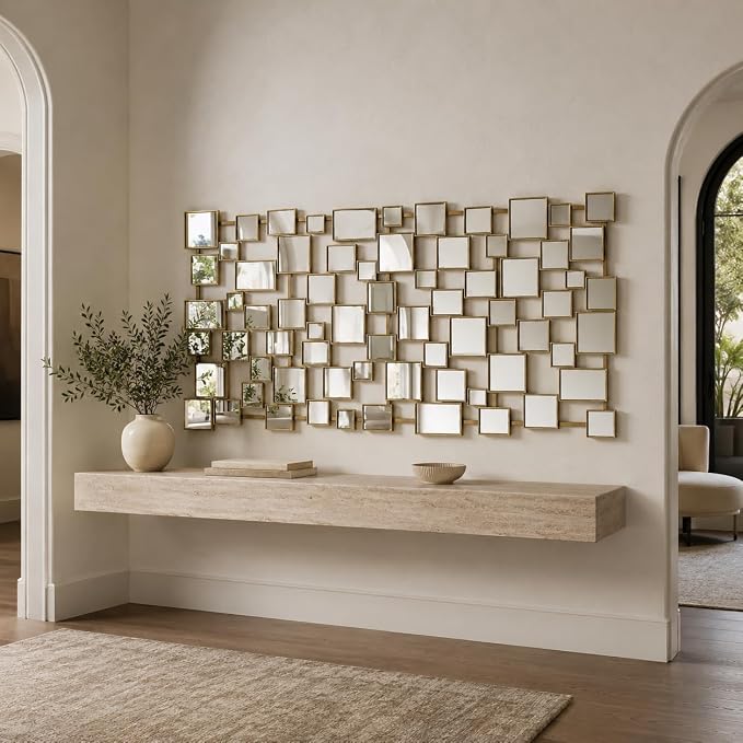 Large Modern Wall Mirror - 27.55"x55.1" Brushed Gold Wall Mirrors Metal Framed Decorative Mirror for Entryway Bedroom Living Room Home Decor - Image 5