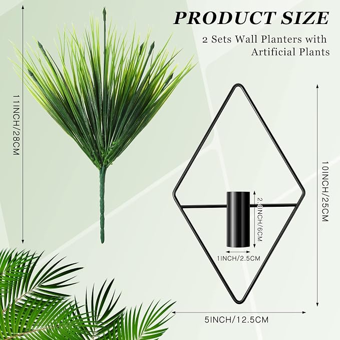 Canlierr 4 Pcs Wall Decor Hanging Planters, Aquatic Plant, Black - Image 2