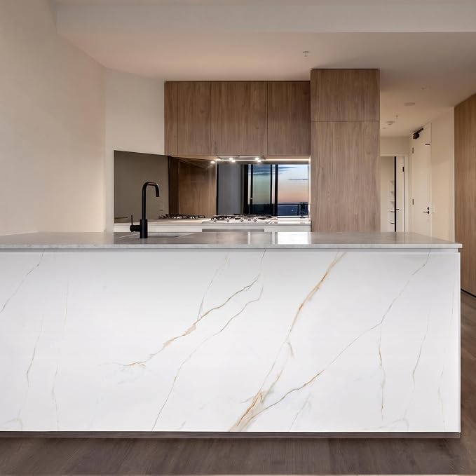 Marble Peel and Stick Waterproof Wall Paneling, 118" x 47" Statuario Gold Matte Finish Self-Adhesive Backsplash Tile Vinyl Wall Panel for Kitchen Bathroom Wall Decor, Covers 38.75 Sq. Ft. - Image 7