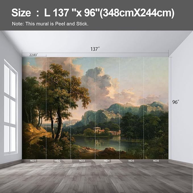 Forest Landscape Oil Painting wall murals Peel and Stick self Adhesive Wallpaper for Bedroom Living Room - 96"x137" - Image 2