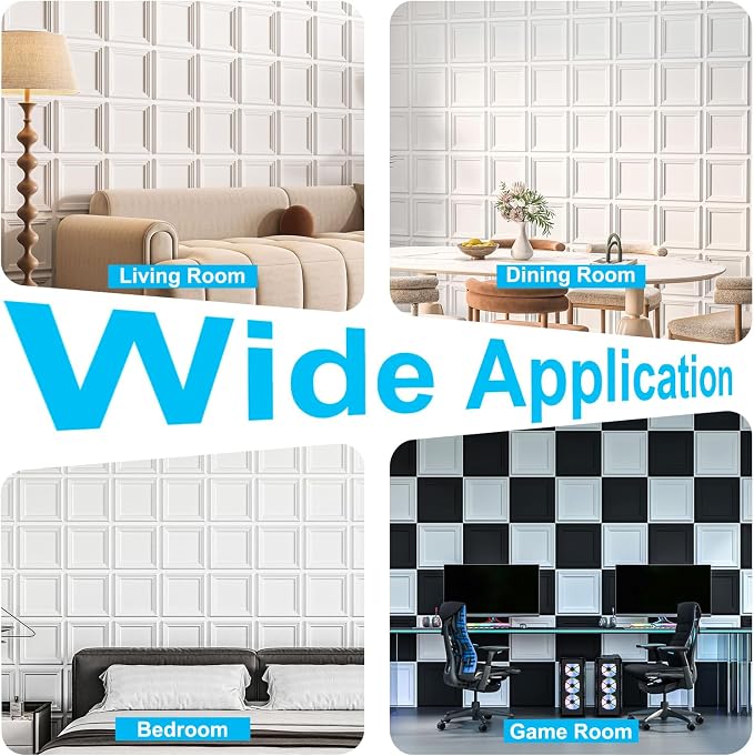 Art3d 33-Pack Accent 3D Textured Wall Panels, 11.8 x 11.8 in, White | Wipe Clean, PVC, Water Repellent, Impact Proof, Scratch Resist, Great for Living Room, Bedroom, Gaming Room, Office - Image 8