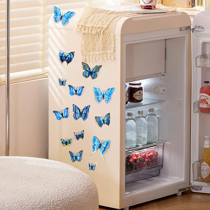 SAOROPEB 3D Butterfly Wall Decor, 48 Pcs Double Layer Butterfly Decorations for Party Decorations Locker Decor Refrigerator Decal, Reusable (Blue) | Double Layer for Party Decorations Locker Decor Refrigerator Decal, Reusable - Image 4