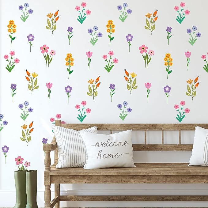 Zonon 6 Pcs Flower Wall Decals Peel and Stick Sticker, Small Flower | Vinyl Removable Wall Stickers & Murals, Small Cute Flower Wall Decals, Cartoon Floral Decor for Bedroom, Living Room, Nursery - Image 6
