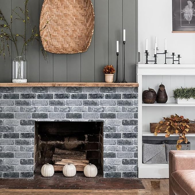 COMSTICKC 3D Peel and Stick Faux Brick Wall Panels for Quick DIY Wall Decor | Vintage Gray, 10 Pcs 11.8" x 11.8", Not Real Brick, Small Size Brick, Lightweight Thin PVC Wall Sticker, Cover 9.7 sq ft - Image 8