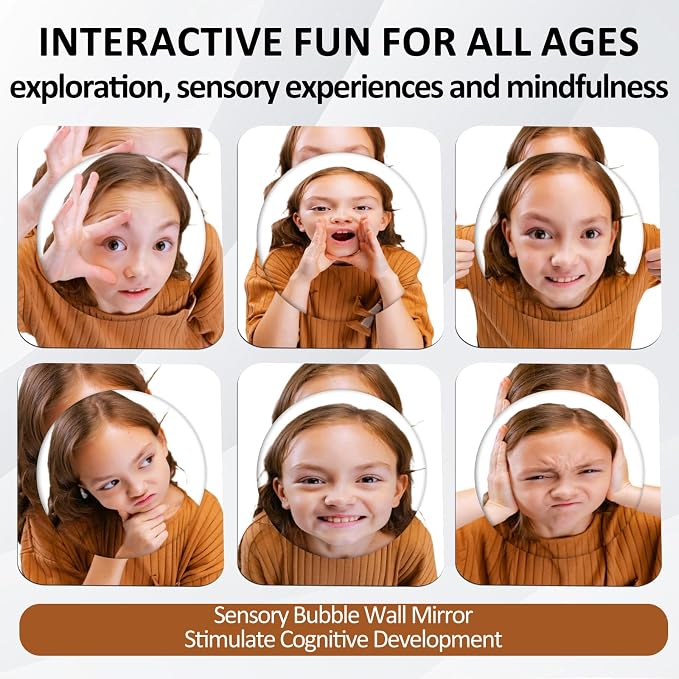 Handepo 16 Pack Sensory Bubble Wall Mirror 10" Interactive Acrylic Mirrors for Wall Decor Sensory Toddler Mirror Toys for Kids Classroom Home Visual Tactile Stimulate Cognitive - Image 5