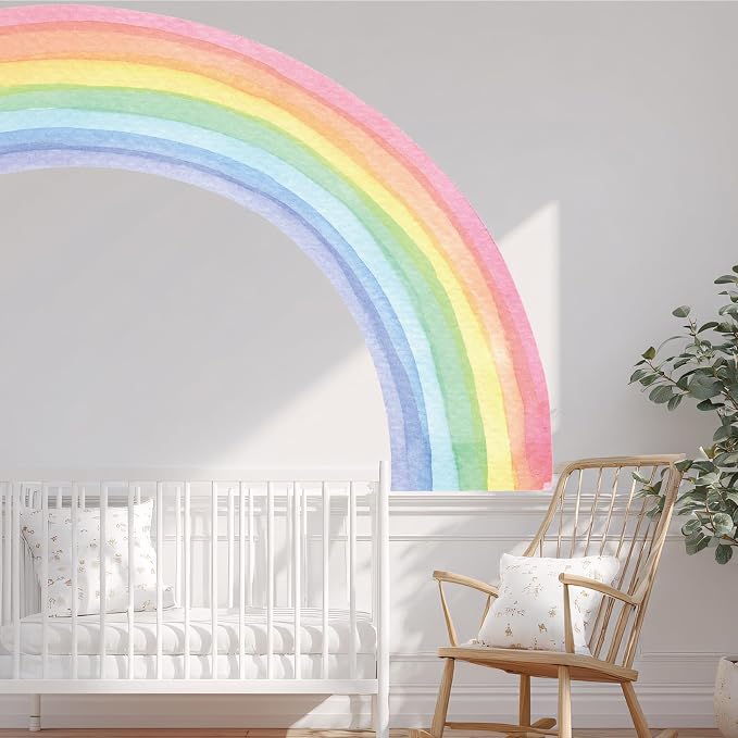 17.7×63 Inch Rainbow Wall Decal Watercolor Mural Rainbow Modern Vinyl Peel and Stick Sticker Removable for Classroom Living Room Bedroom Playroom Decor by Denylopro