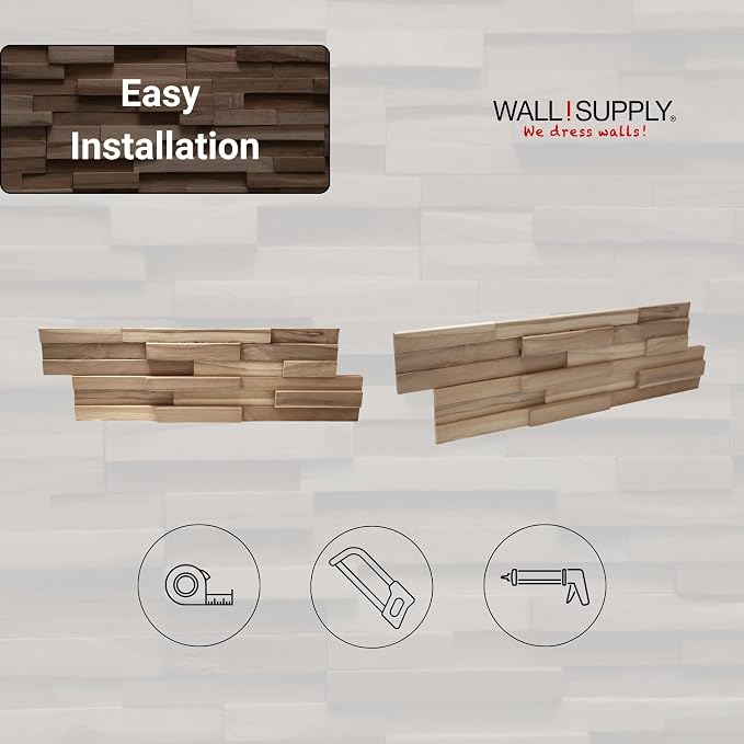 Wall!Supply 3D Wall Panels – Reclaimed Modern Asian Teak Wood – Home Decor Wallpaper Alternative for Living Room, Bedroom & Office – Easy DIY Installation – 10 Pack, Covers 9.6 Sq Ft | Real Reclaimed Asian Teak, Wallpaper Alternative, Easy DIY Installa... - Image 7