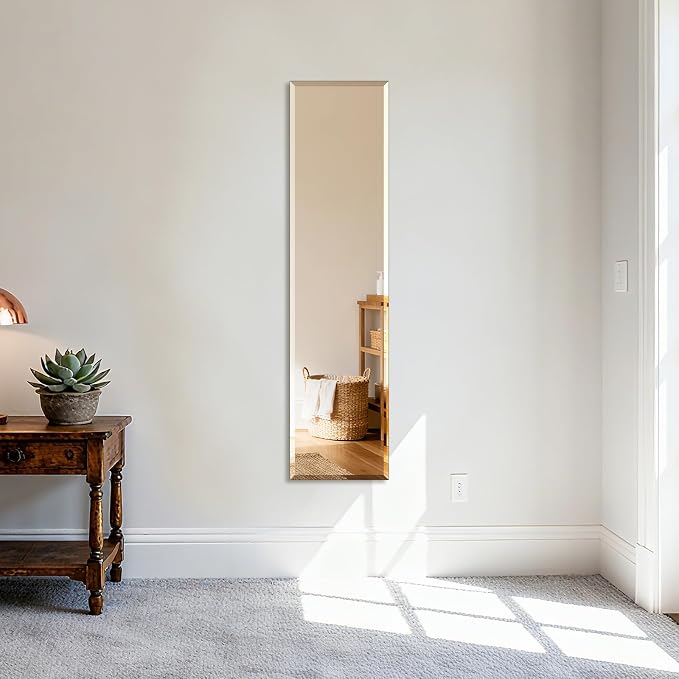 Frameless Full Length Mirror for Wall, 48x12 Inch Bathroom Vanity Mirror - Image 2