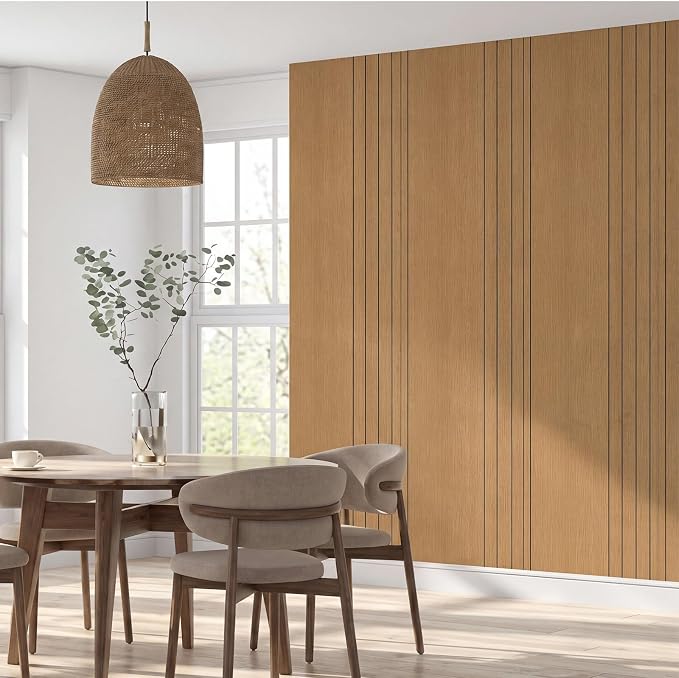 Geelin Peel and Stick Wood Slat Wall Panels for Interior 15.7" x 118" Self Adhesive PVC Thick Faux Oak Wood Grain Wallpaper 3D Soundproof Acoustic Wall Panels for Walls & Ceilings - Image 4