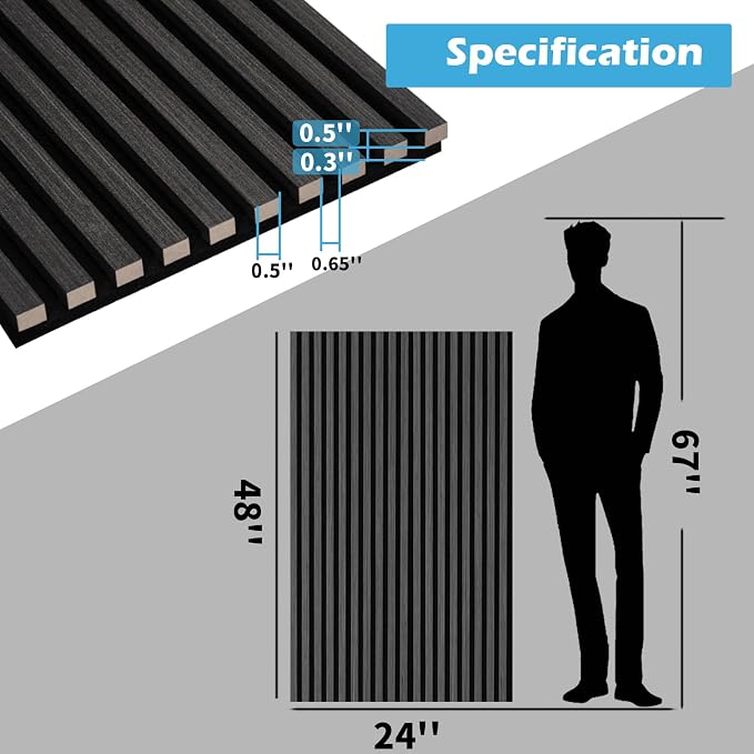 Art3d 48 x 24 in Fluted Soundproof Wood Slat Wall Panel, 2-Pack, Blackwood | Reduce Noise, Durable, Sustainable, Moisture Resistant, Easy Mounting, Low Maintenance, Long Lasting, Home Decor, Office Use - Image 6