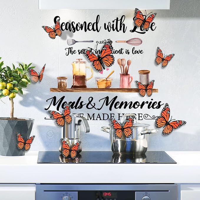 3D Butterfly Coffee Bar Wall Stickers Decal - DIY Kitchen Quotes Love Decor Peel & Stick Removable Wall Art Decoration Vinyl for Dining Room Kitchen Decor,43 cm x 48 cm by Unknown