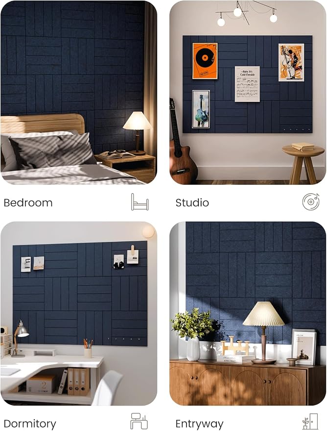 Fluxynara 48" x 36" Large Felt Bulletin Board, Carbon Blue | 12 Pack Cork Board Alternative with 60 Safe Adhesive Tabs, Pin Boards for Wall Decor, Home, Office, Classroom,Dorm - Image 7